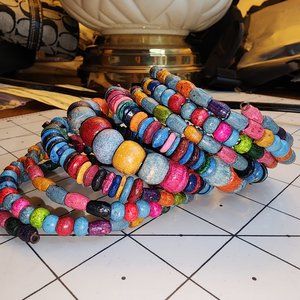 Bracelet 9-Coil Colorful Wood Bead